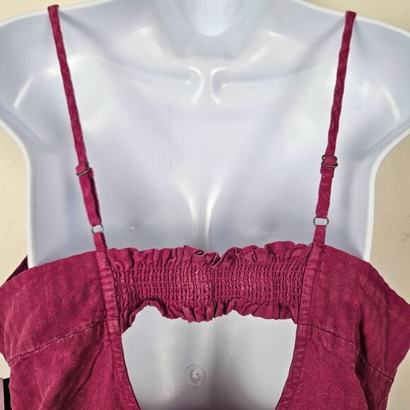 Wild Fable Womens XL Fuchsia Purple Linen Blend Sundress Adj Straps Smocked Sexy - Picture 6 of 9